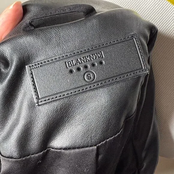 Blank NYC Black Faux Leather Quilted Puffer Jacket - Picture 6 of 7